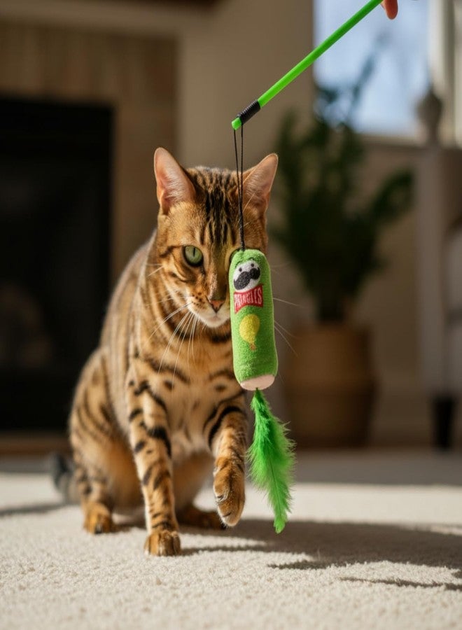 إيولو لعبة عصا برينجلز للقطط من إيولو | لعبة قطيفة بذيل من الريش | لعبة تفاعلية للقطط | وقت لعب ممتع وآمن وجذاب (أزرق) - Image 3